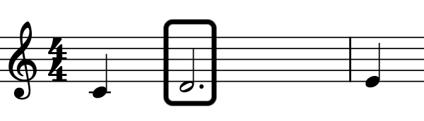 melody main notes example: long duration note