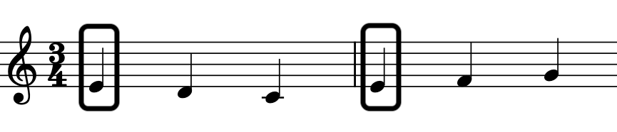 melody main notes example: downbeat note